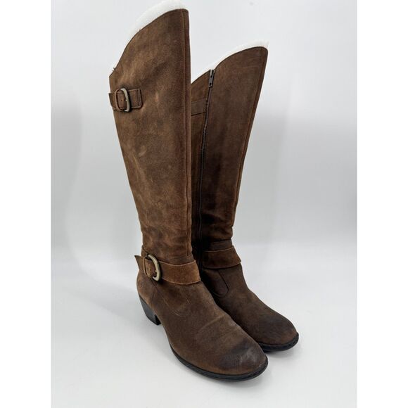 BORN Kylli Distressed Brown Suede Leather Riding Boots Size 9.5 - Picture 2 of 11